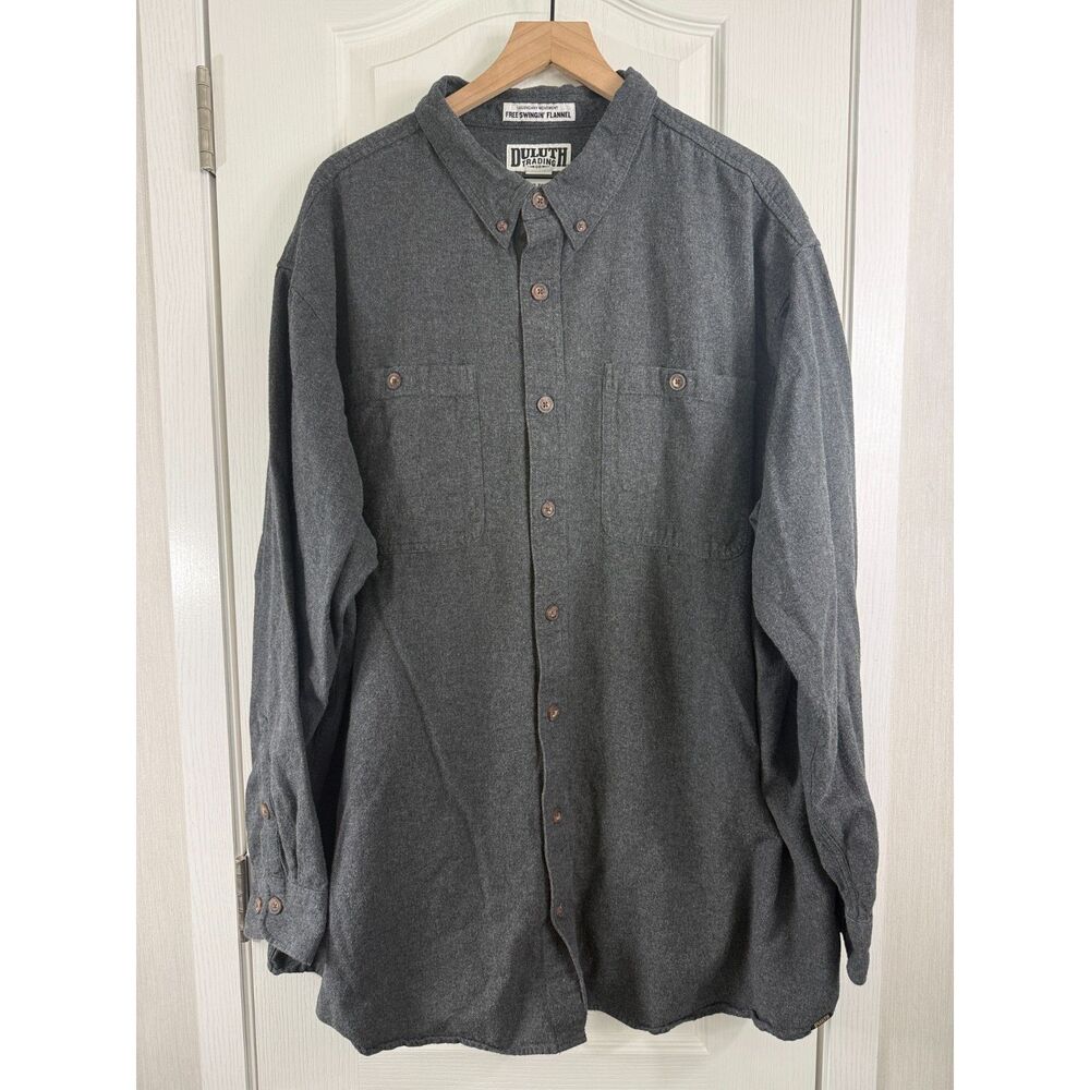 Duluth Trading Co Free Swingin Flannel Shirt Men's 3XL Tall Gray Cotton